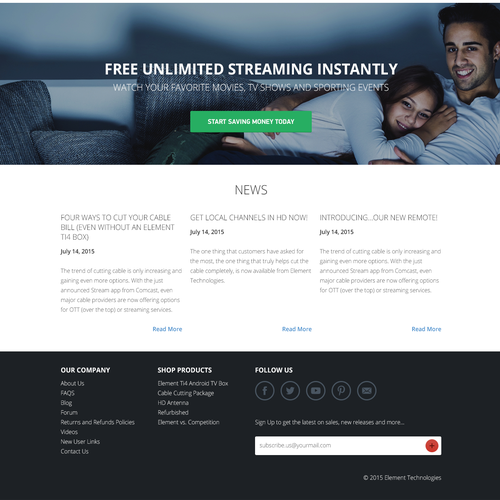 TV design with the title 'Element TV'