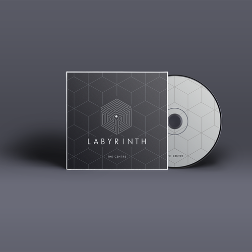 Gray and white logo with the title 'Design album cover'