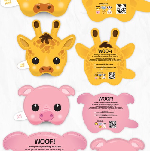 Animal character artwork with the title 'Cute cartoon animal masks illustrations'