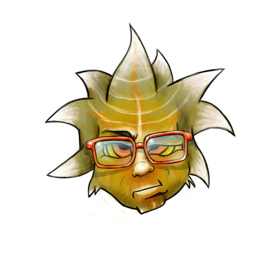 Water artwork with the title 'Veggie Brad Pitt in Fight Club LOL'