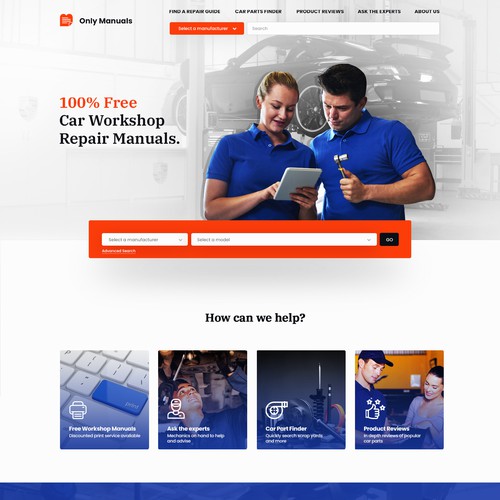 Document design with the title 'Only Manuals(Car Website)'