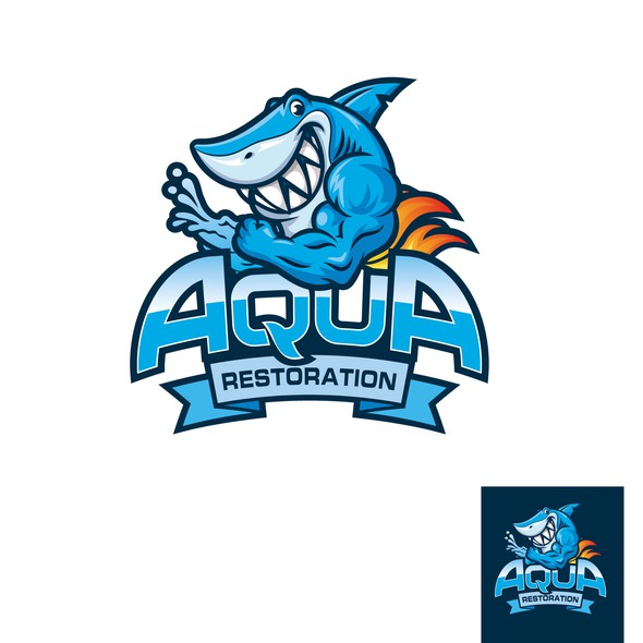 Aqua brand with the title 'shark logo cartoon'