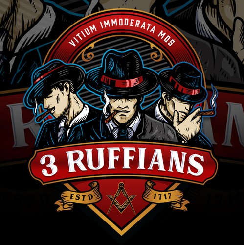 Vintage design with the title '3 Ruffians'