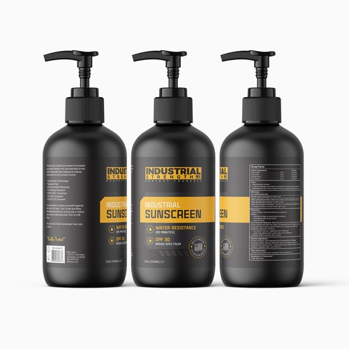 Label packaging with the title 'Industrial Sunscreen Label'