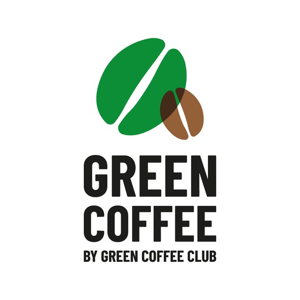 Blue and brown logo with the title 'Simple bold logo for Green Coffee Club'