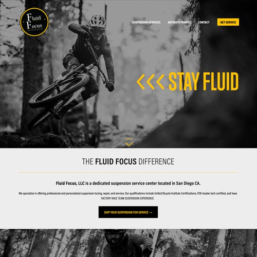 Cycling design with the title 'Fluid Focus – Professional Mountain Bike Maintenance & Repair'