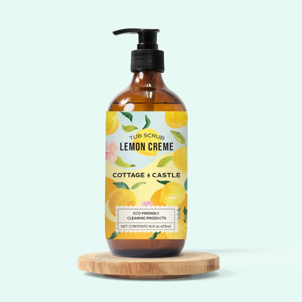 Lemon label with the title 'Tub scrub Lemon creme 🌿🍋'