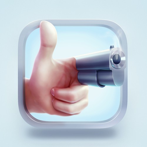 Finger design with the title 'The highly rated GUNFINGER game App Icon design'