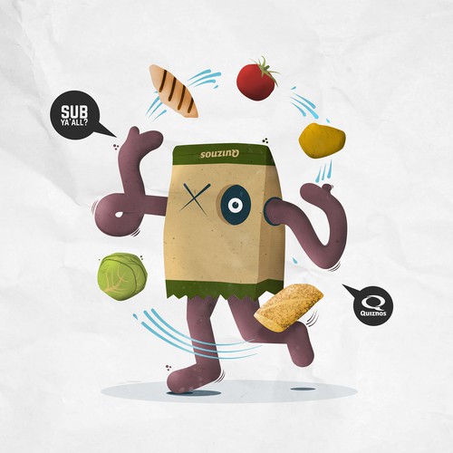 Food artwork with the title 'Quiznos 2017 Calendar of Food Illustrations'