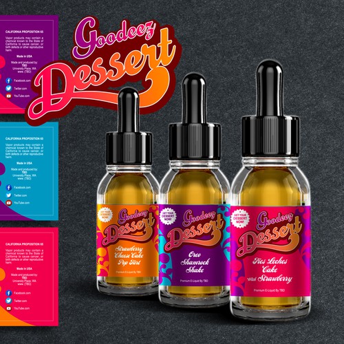 Fresh label with the title 'Label Design for E-Liquid Vapor'