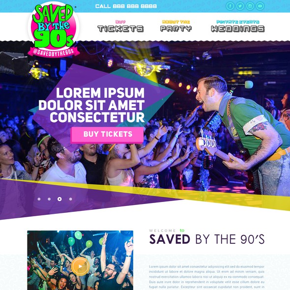 Entertainment website with the title 'Website design for a retro 90's band'