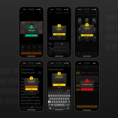Notification design with the title 'Alert design mobile app'