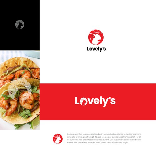 Shrimp logo with the title 'Lovely's Logo Design'