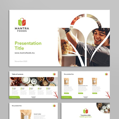 Bright design with the title 'Crisp presentation template for organic products'