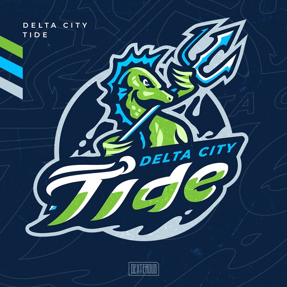 Seahorse logo with the title 'Delta City Tide  Team Logo'