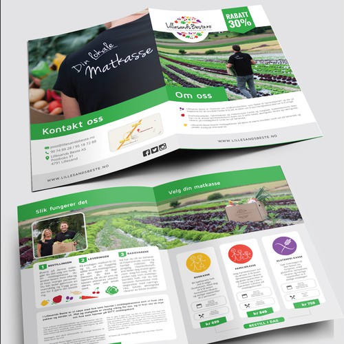 White and green design with the title 'Bifold brochure for LillesandBeste'