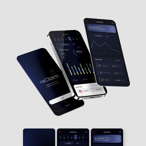 Interface design with the title 'Monetary Incentive Screen Time App'