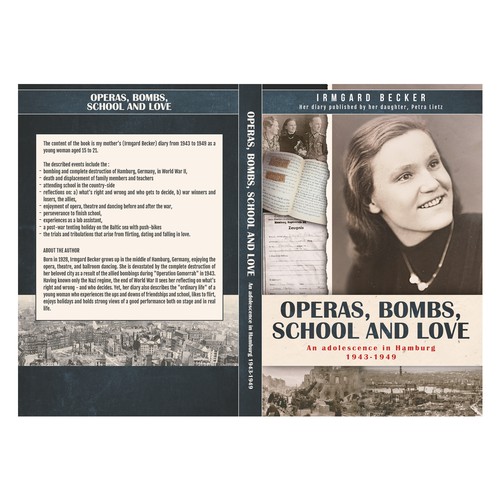 Biography design with the title 'Of operas, bombs, school and love: An adolescence in Hamburg 1943-1949'