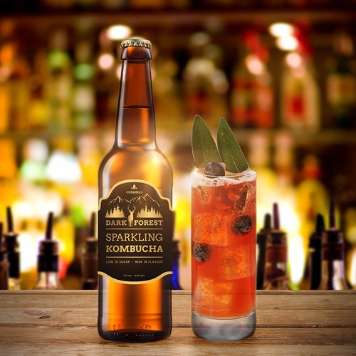 Kombucha label with the title 'LABEL KOMBUCHA'