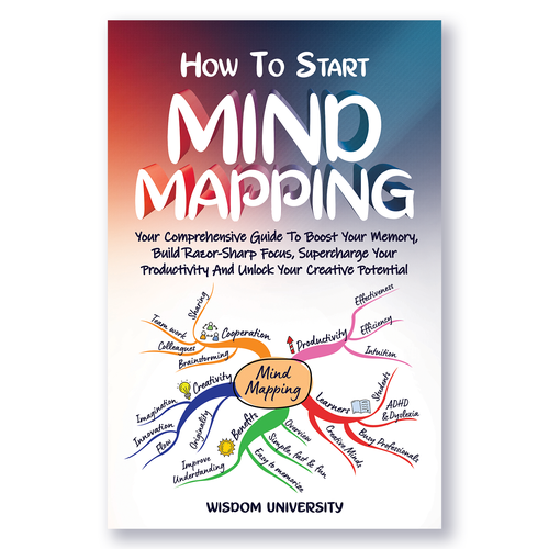 Digital book cover with the title '"How to start Mind Mapping" - E-book Cover Design'