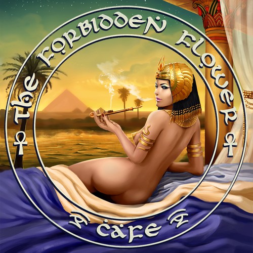 Print artwork with the title 'Forbidden Flower Digital Painting'