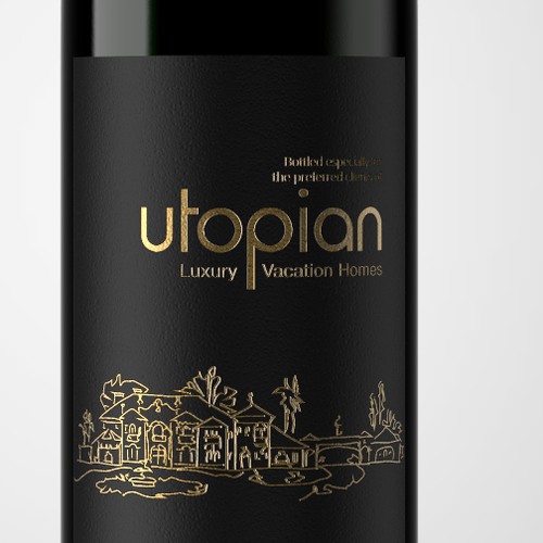 3D label with the title 'Utopian Wine Label Design'