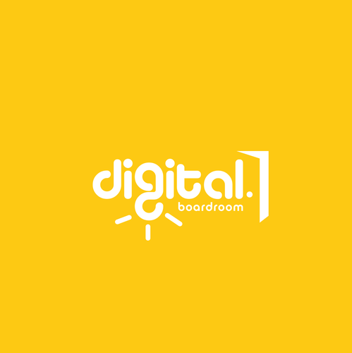 Light bulb logo with the title 'Digital Boardroom - Logo Design'