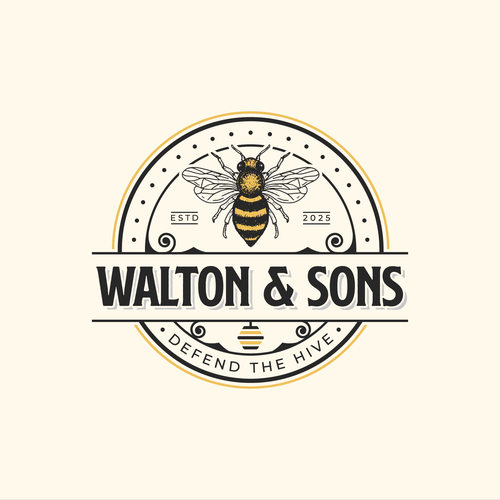 Beehive logo with the title 'Walton & Sons Bee Hive Honey Logo'