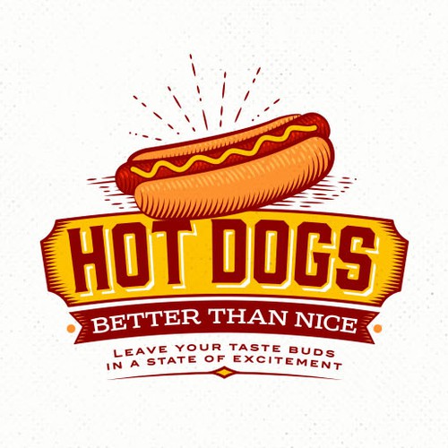 Hot dog logo with the title 'Logo concepts for a NYC Hot Dog Stand'
