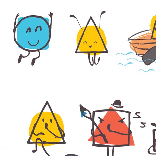 Graphic illustration artwork with the title 'Illustrations For Fun Kids Characters'