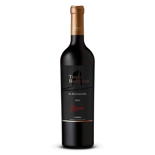 Wine bottle design with the title 'Torre Bisenzio'