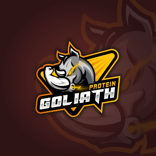 Gym brand with the title 'Rhino Mascot design for fitness protein product'