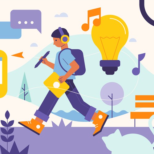 Walking design with the title 'The Freelancer Freedom'