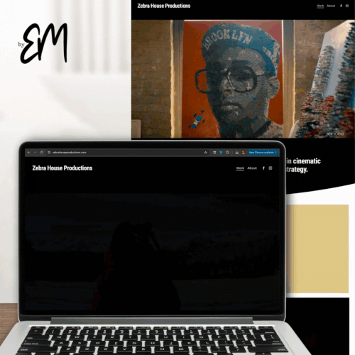 Production design with the title 'Black and White Videography Site'