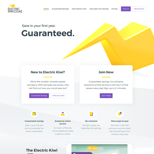 UX design with the title 'Electric Kiwi'