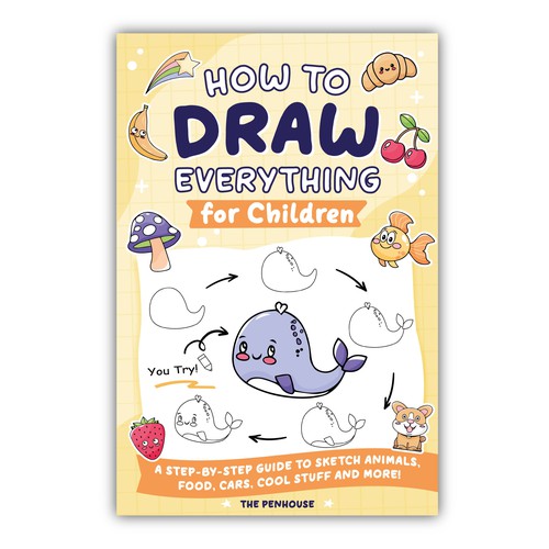 Kids book cover with the title 'Cover book for children how to draw'