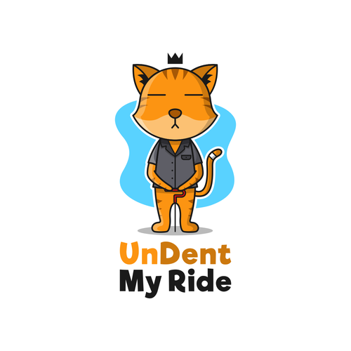 Cute cat logo with the title 'Fun and playful logo concept for undent my ride'