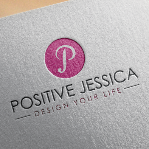 Magenta design with the title 'Positive Jessica logo'