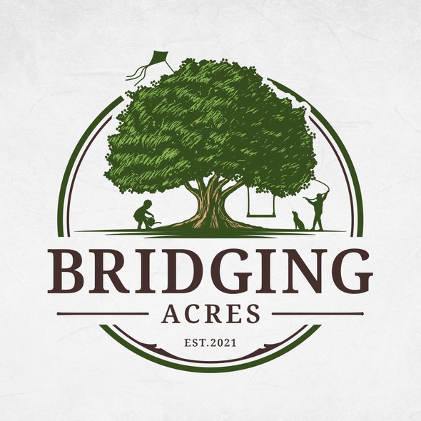 Oak tree logo with the title 'Bridging Acres'