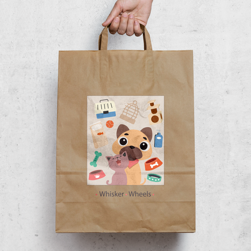 Pet shop logo with the title 'Whisker Wheels great logo design'