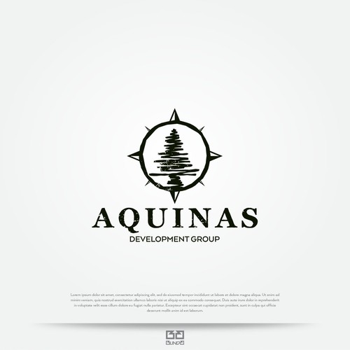 Rustic logo with the title 'Aquinas development group logo.'
