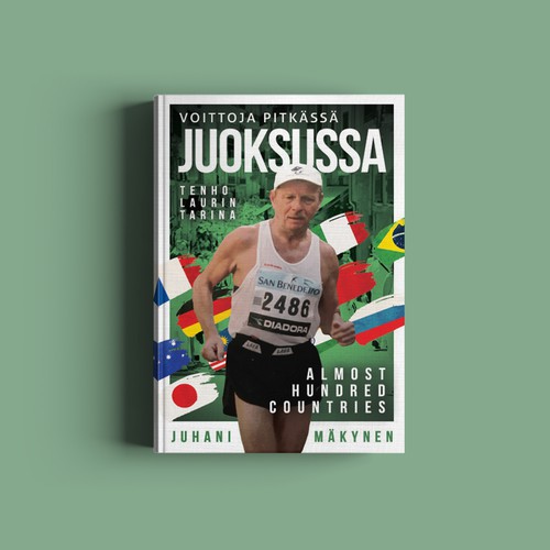 Biography design with the title 'Voittoja Pitkassa Juoksussa'