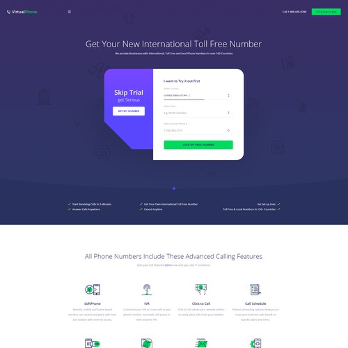 Bootstrap design with the title 'Landing Page for Online Phone platform'