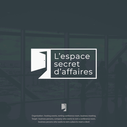 Door logo with the title 'L'espace secret d'affaires'