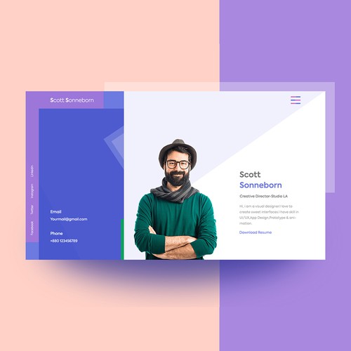 Header design with the title 'Personal Portfolio Header Exploration'