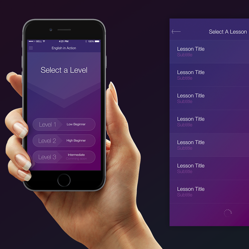 Interface design with the title 'English App'