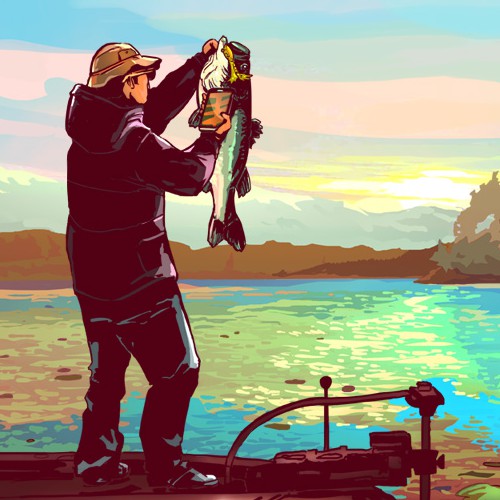 Lake artwork with the title 'Sportsman'