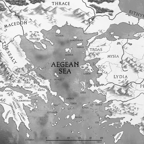 Map illustration with the title 'Aegean Sea'