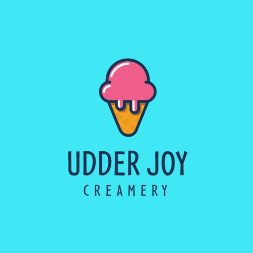 Ice cream design with the title 'Fun logo for Udder Joy Cremery'