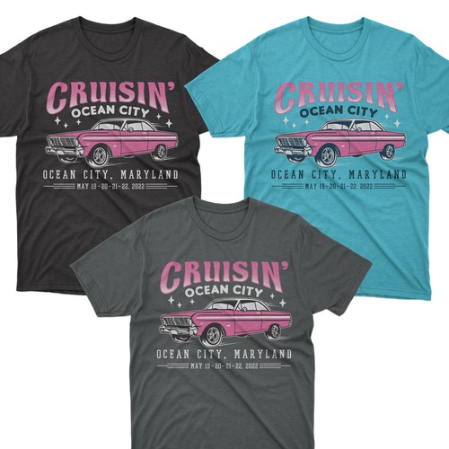 Car t-shirt with the title 'Cruisin ocean city'